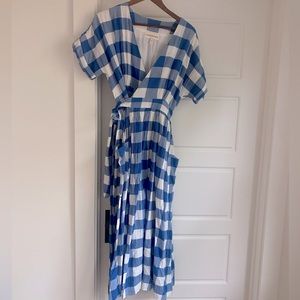Mara Hoffman blue gingham wrap dress